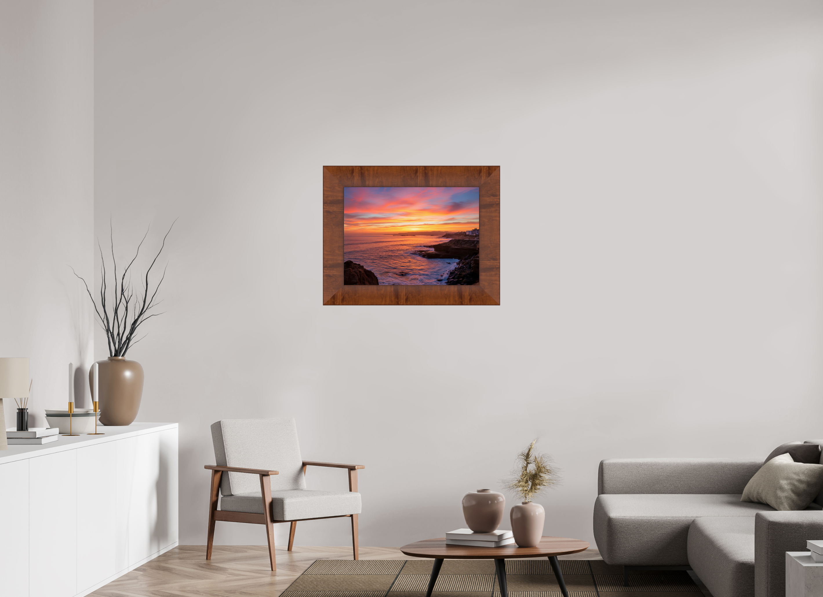 27.4 x 20″, Tuscany Frame Sunset Cliffs Sunset Wall Art – Coastal California Print
