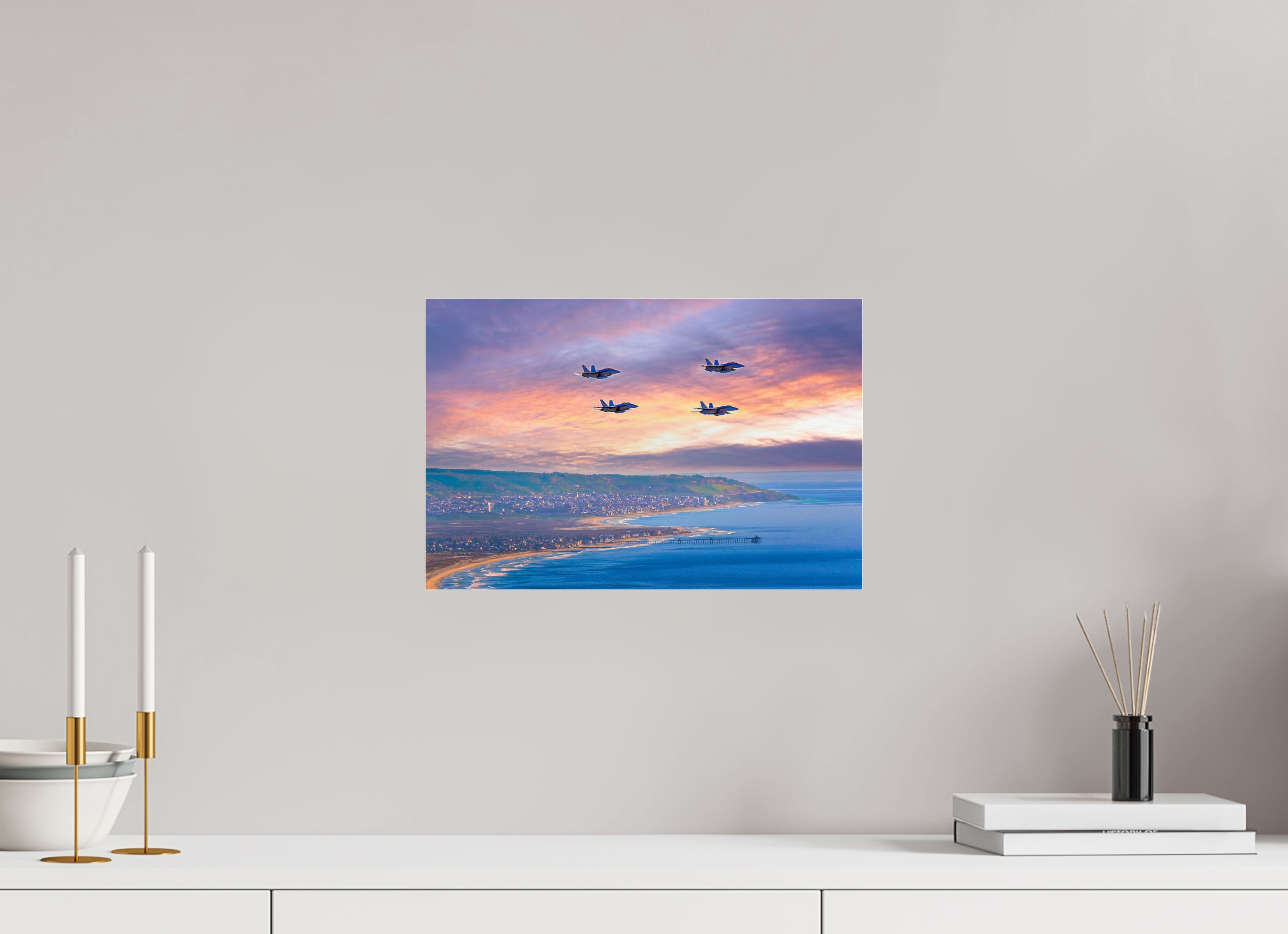 United States Navy Super Hornet Fighter Jets Flying Over San Diego Acrylic Glass Wall Art