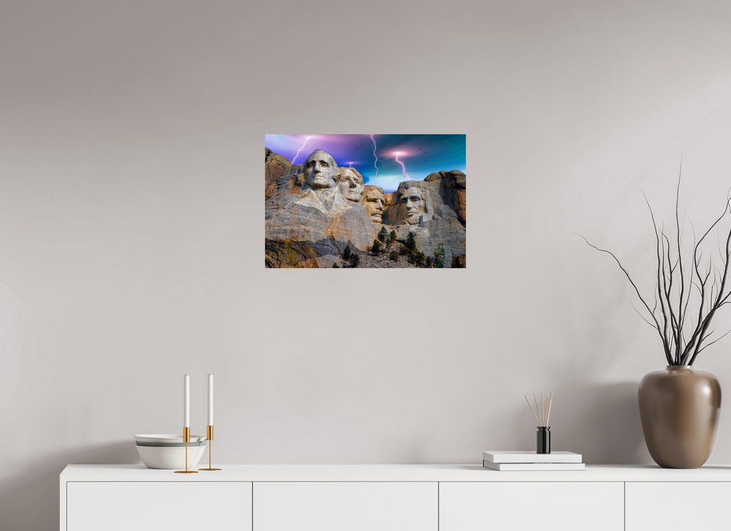 Mount Rushmore Thunderstorm Photo Print – Striking Lightning Over Iconic Monument