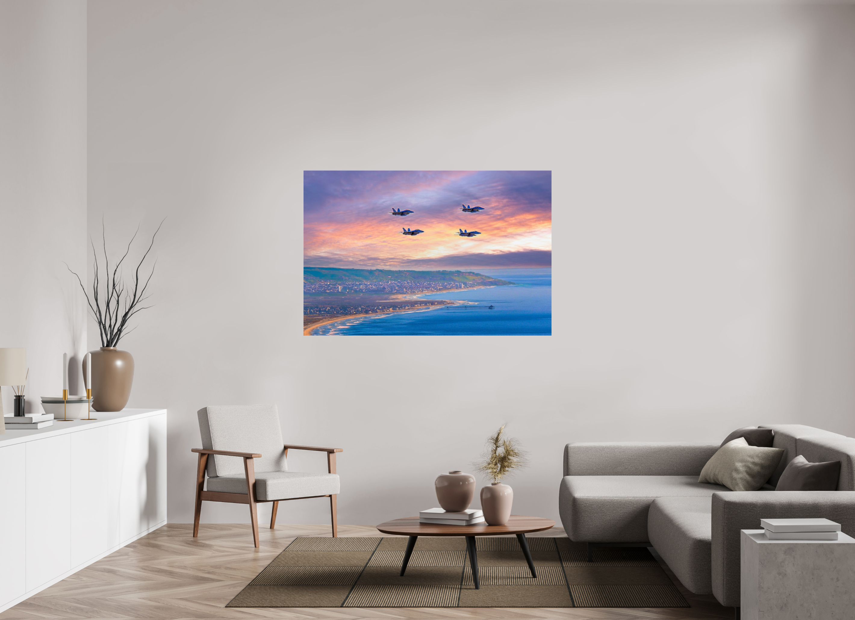United States Navy Super Hornet Fighter Jets Flying Over San Diego Acrylic Glass Wall Art
