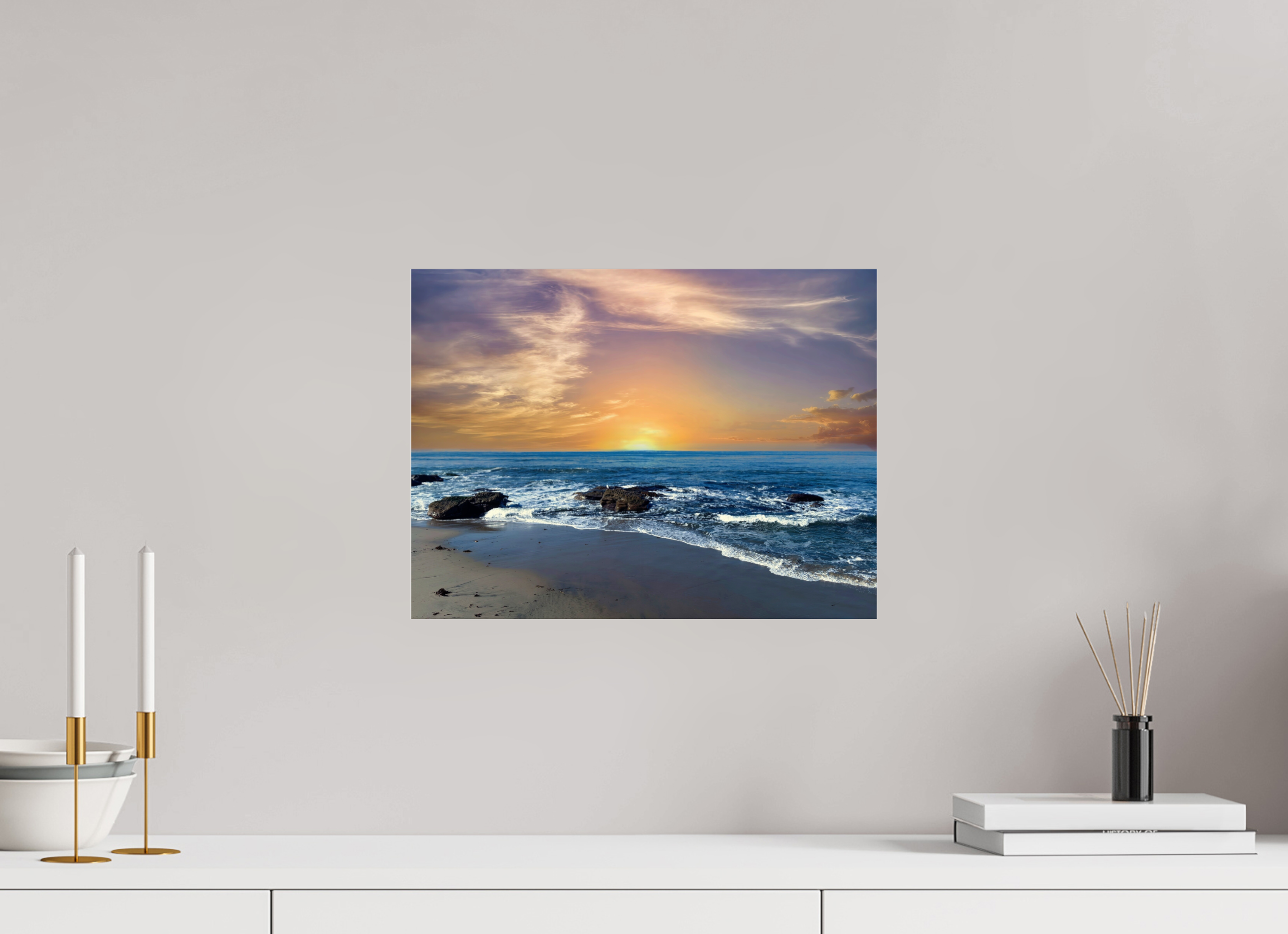 16 x 12″, Photo Print Under Acrylic Glass San Diego Sunset on Acrylic Glass  Coastal Wall Art