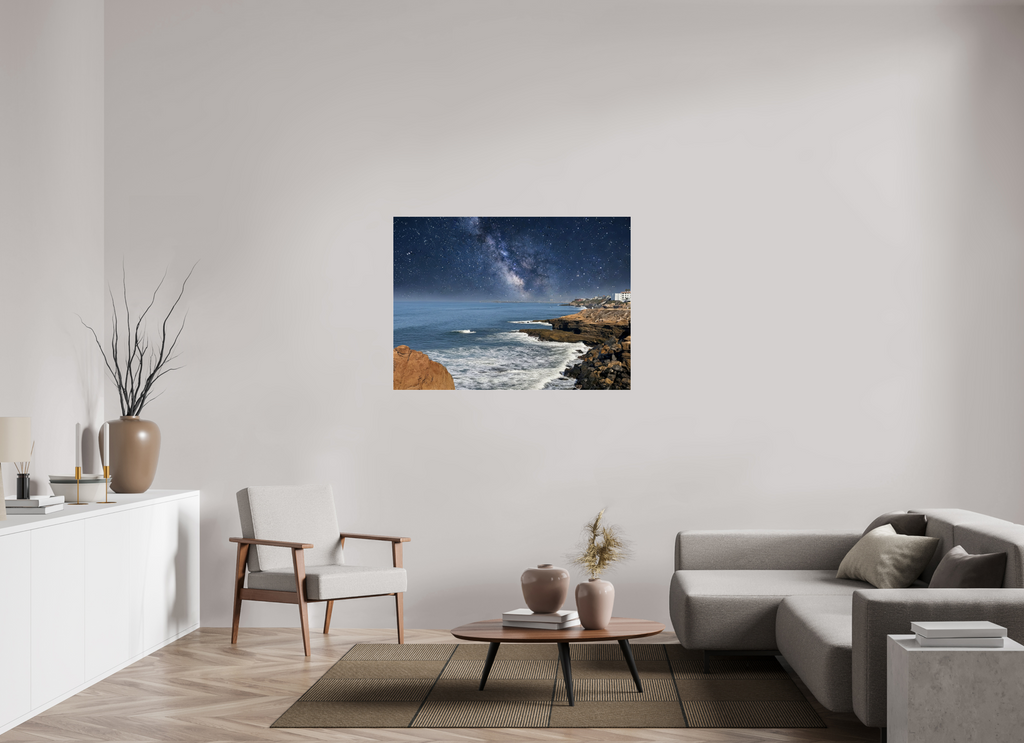 48 x 35″, Photo Print Under Acrylic Glass Sunset Cliffs Nightscape Looking Toward Ocean Beach San Diego Acrylic Glass Print
