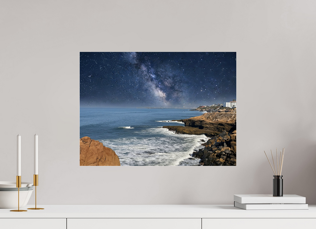 21.9 x 16″, Photo Print Under Acrylic Glass Sunset Cliffs Nightscape Looking Toward Ocean Beach San Diego Acrylic Glass Print