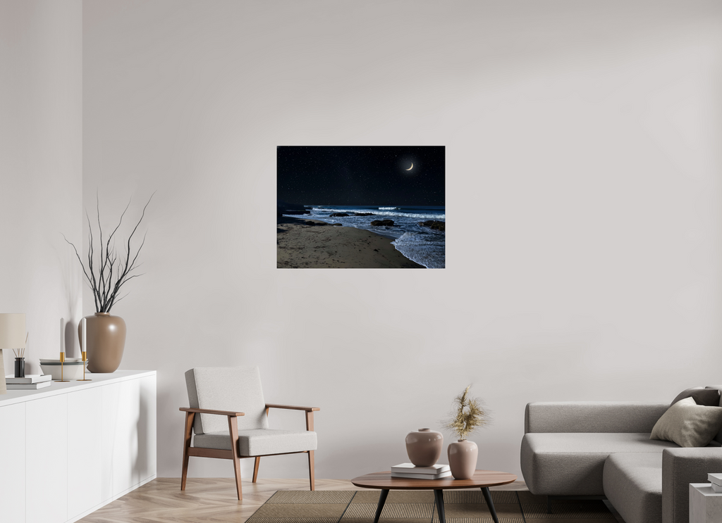 38.4 x 28″, Photo Print On Fuji Crystal DP II San Diego Beach at Night – Coastal Wall Art Print