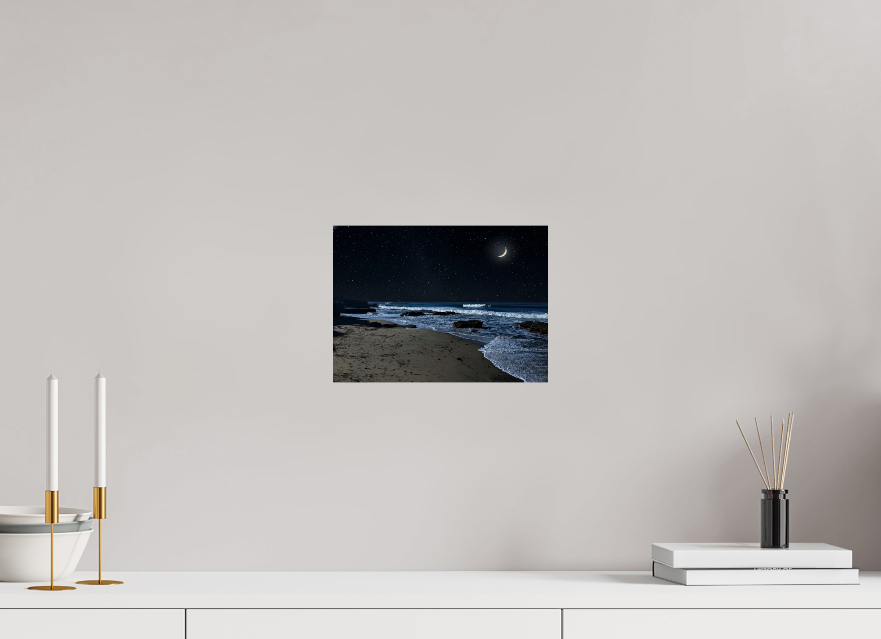 10.9 x 8″, Photo Print On Fuji Crystal DP II San Diego Beach at Night – Coastal Wall Art Print
