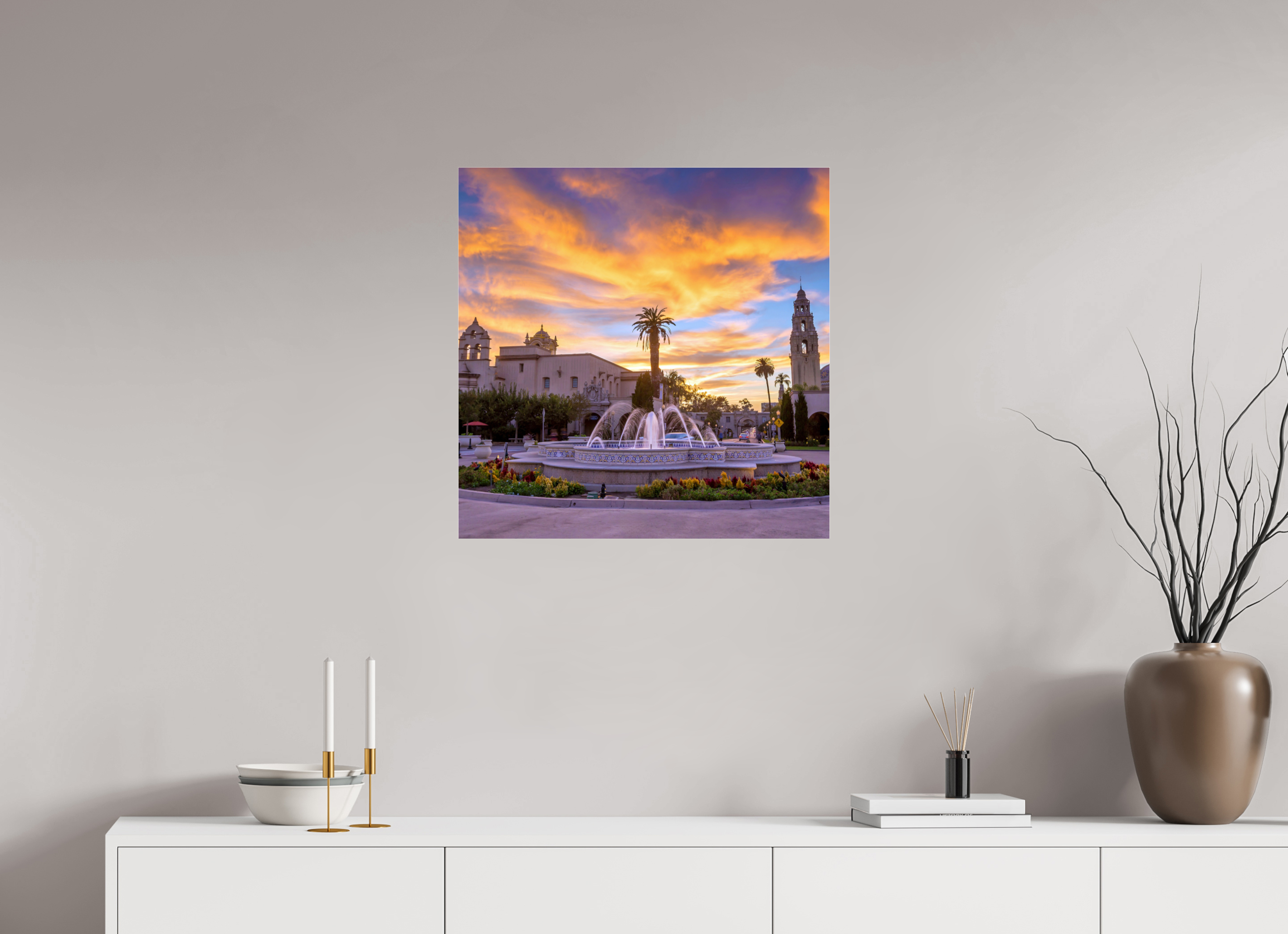 Balboa Park Sunset Acrylic Glass Print | San Diego Wall Art