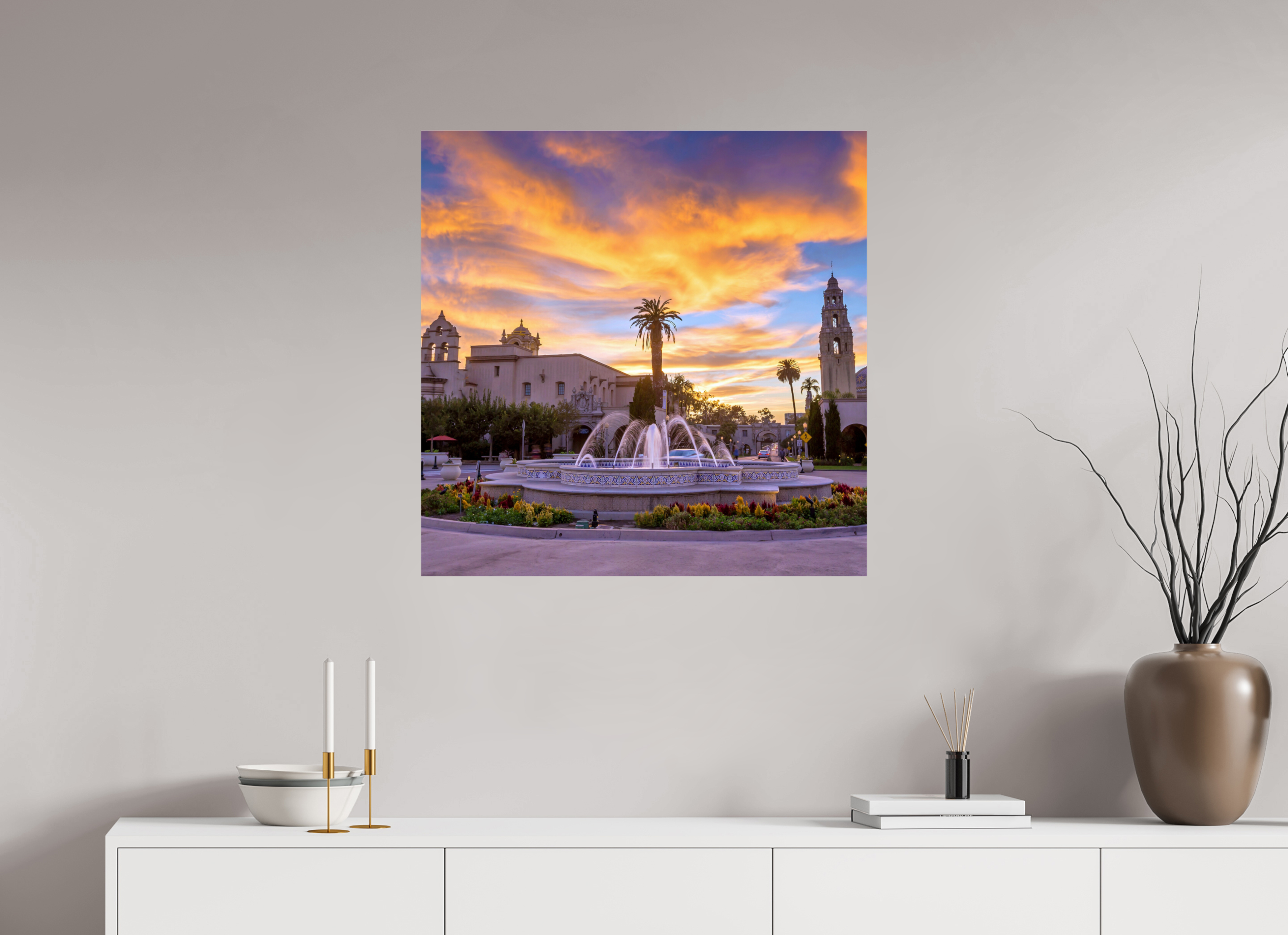 Balboa Park Sunset Acrylic Glass Print | San Diego Wall Art