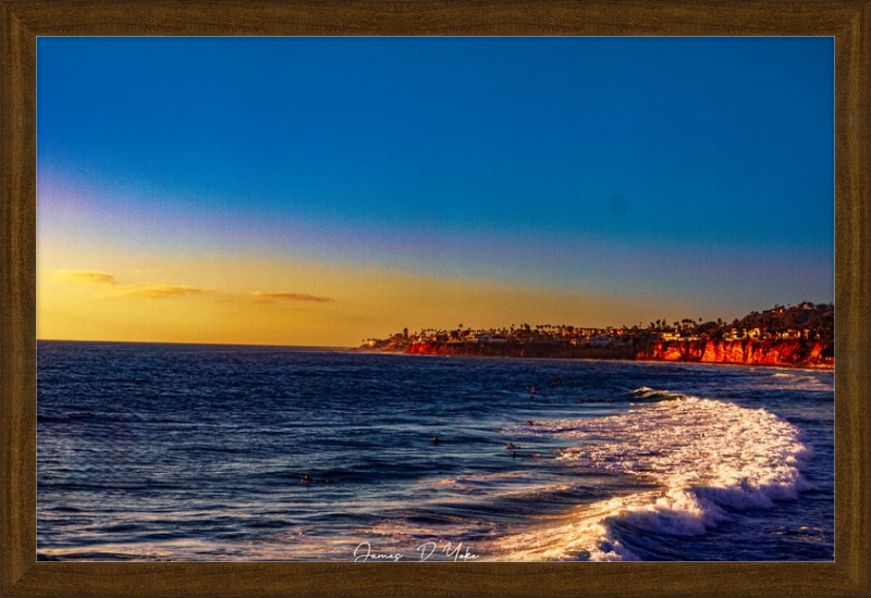 Framed Sunset Photograph of Pacific Beach, San Diego Coastal Wall Art
