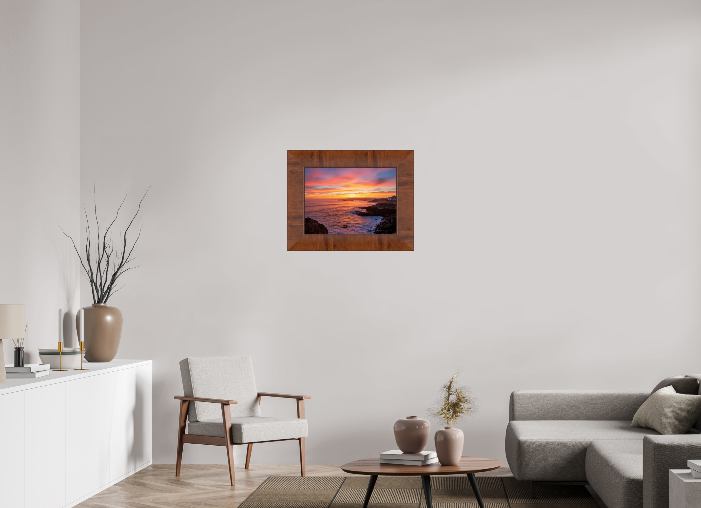 21.9 x 16″, Tuscany Frame Sunset Cliffs Sunset Wall Art – Coastal California Print