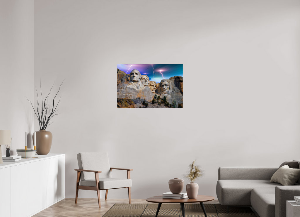 Mount Rushmore Thunderstorm Photo Print – Striking Lightning Over Iconic Monument