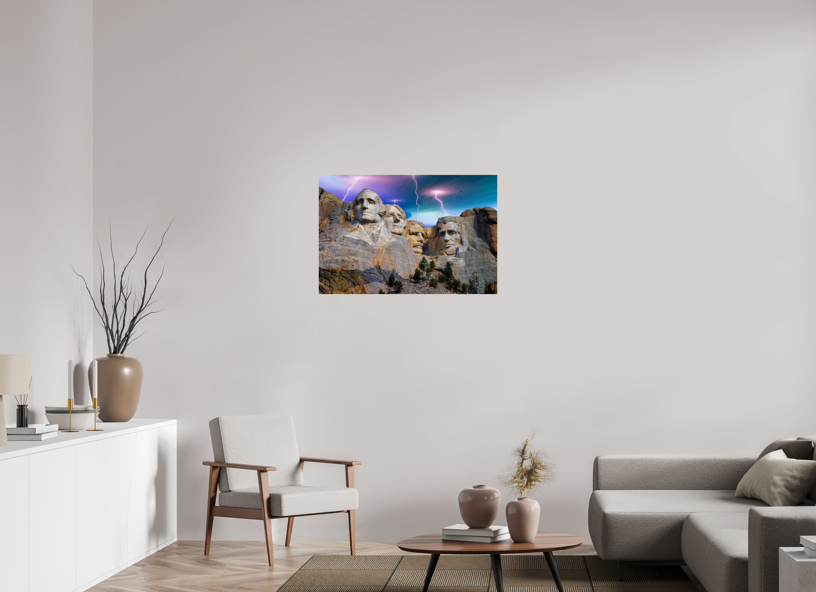 Mount Rushmore Thunderstorm Photo Print – Striking Lightning Over Iconic Monument