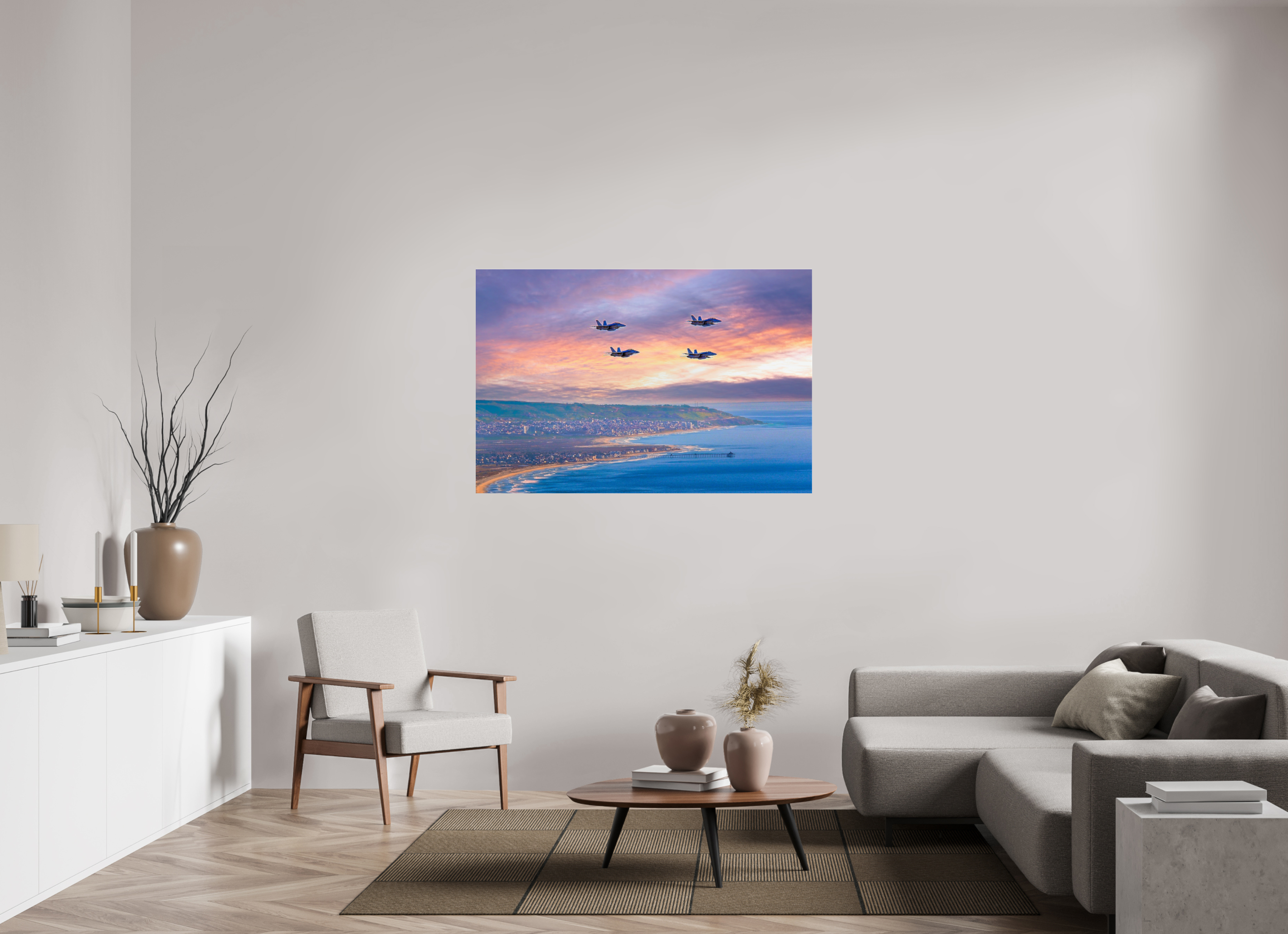United States Navy Super Hornet Fighter Jets Flying Over San Diego Acrylic Glass Wall Art
