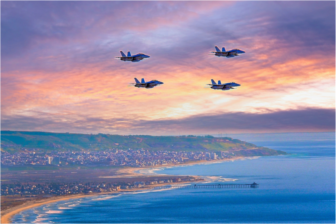 United States Navy Super Hornet Fighter Jets Flying Over San Diego Acrylic Glass Wall Art