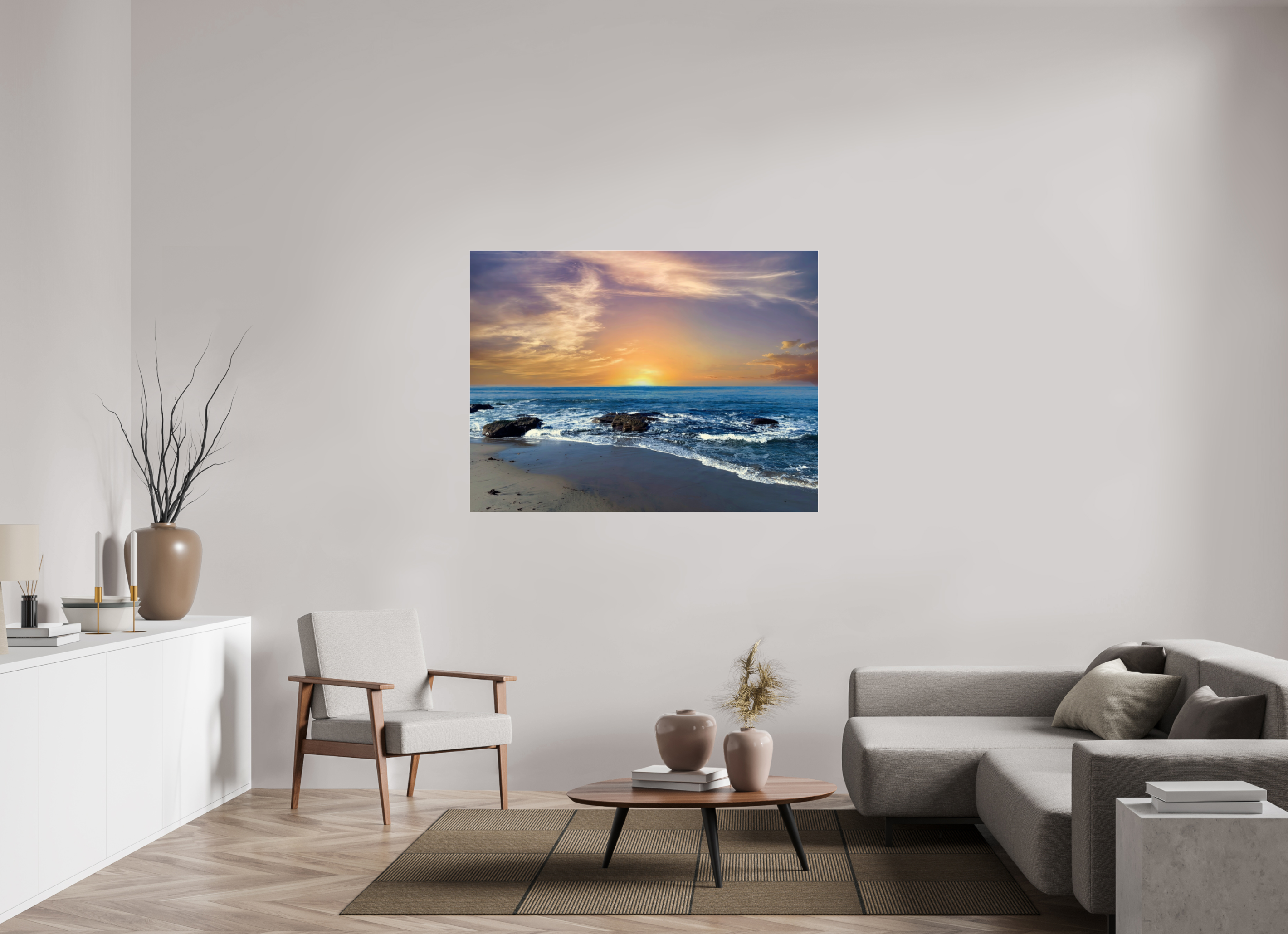 56 x 42″, Photo Print Under Acrylic Glass San Diego Sunset on Acrylic Glass  Coastal Wall Art