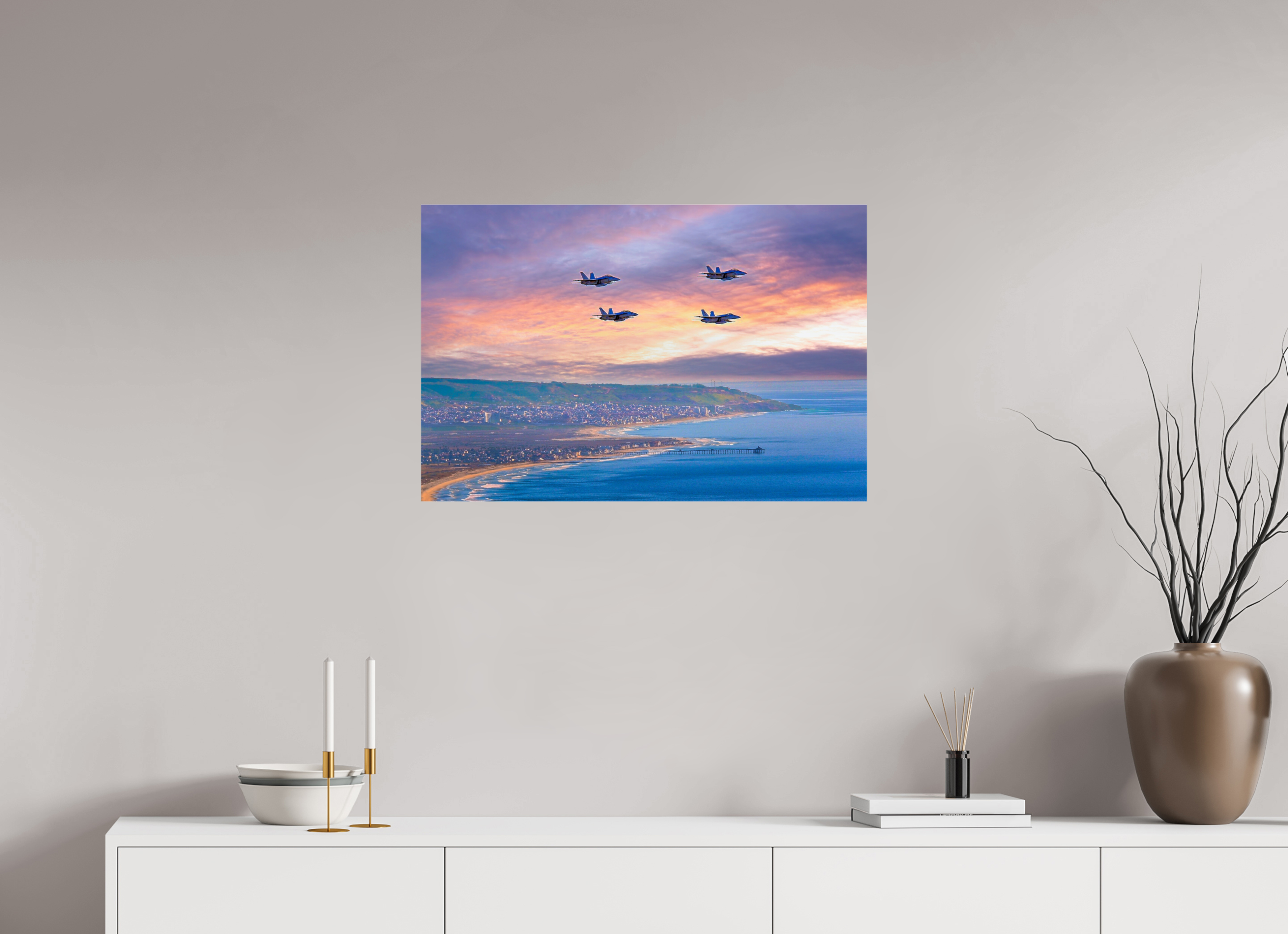 United States Navy Super Hornet Fighter Jets Flying Over San Diego Acrylic Glass Wall Art