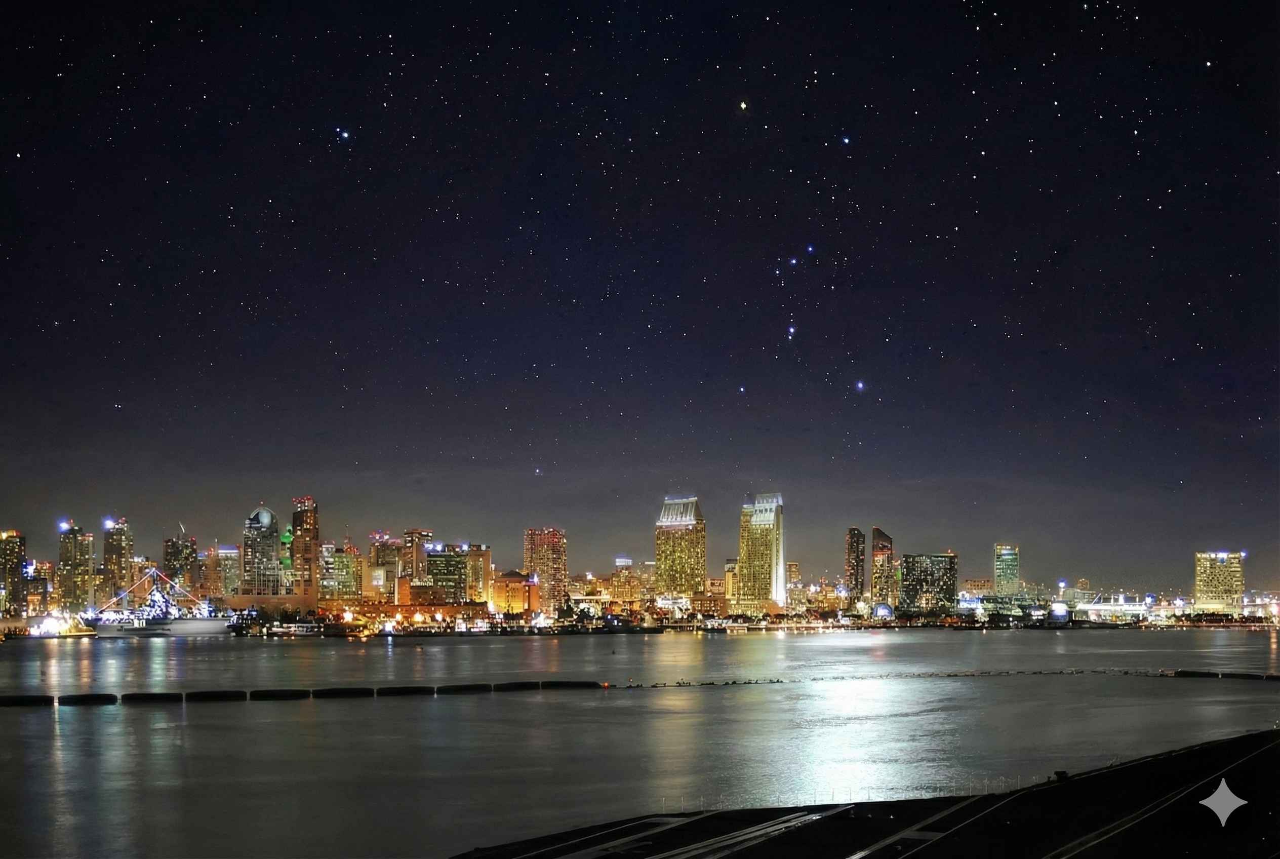 San Diego Skyline at Night Metal Wall Art Print
