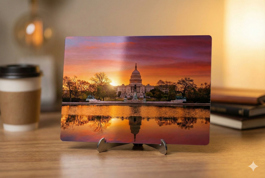 United States Capitol at Sunset Metal Wall Art Print