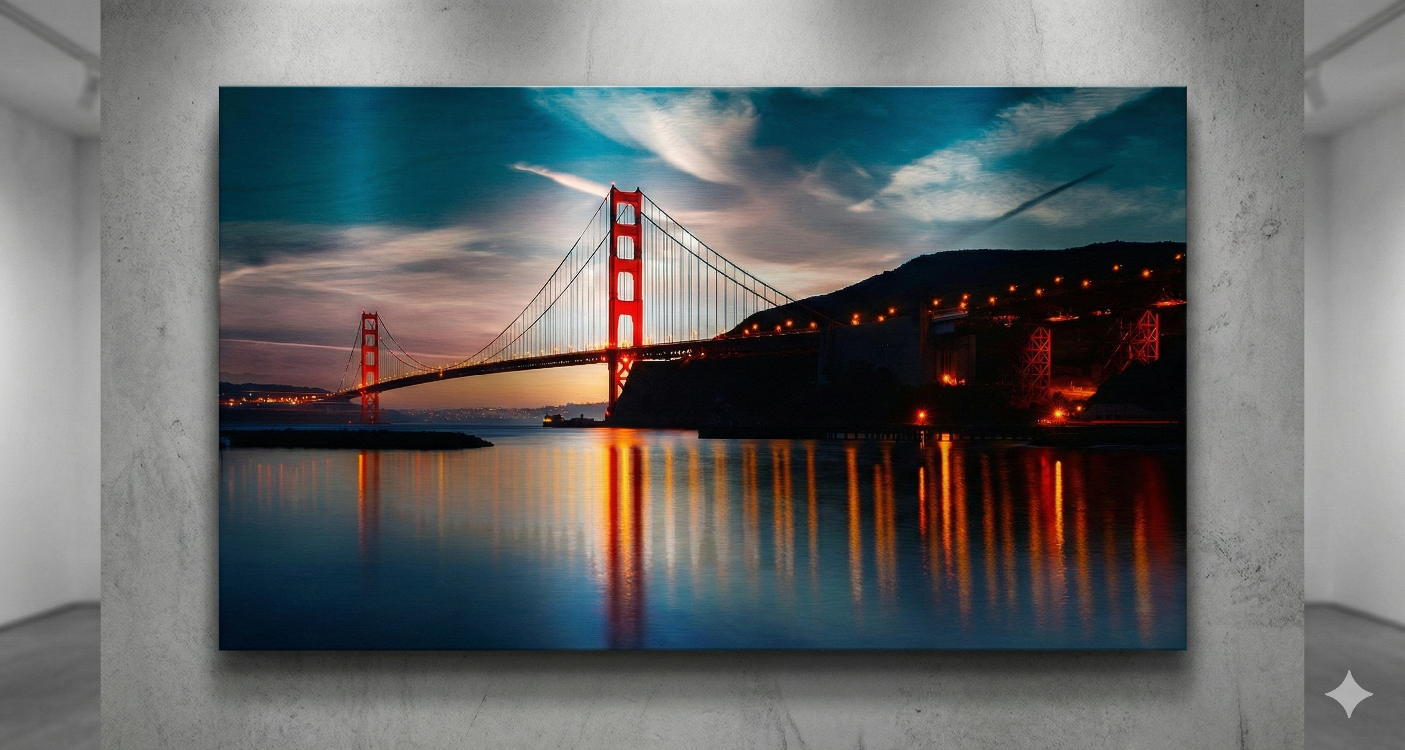 Golden Gate Bridge at Sunset Premium Metal Wall Art Print