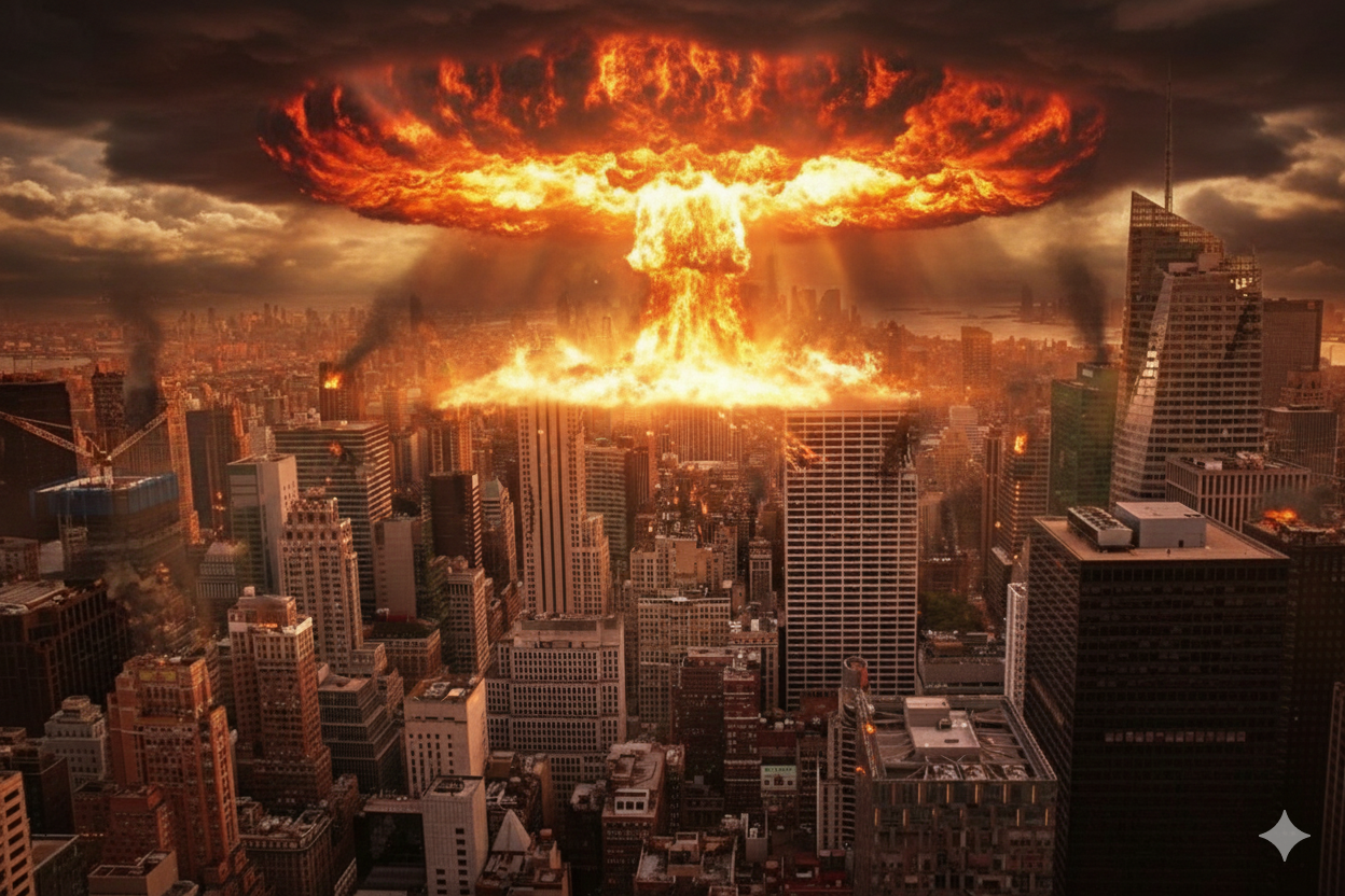 Apocalyptic Skyline: Creative Nuclear Destruction Scene – NYC Digital Art