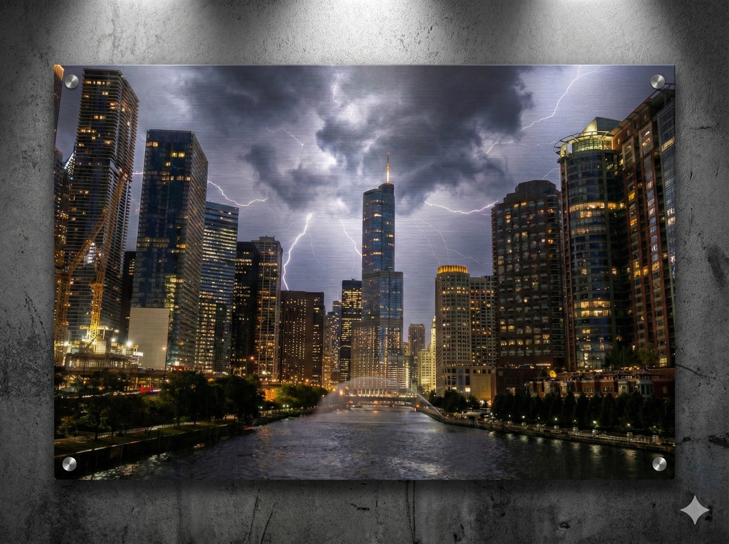Chicago Skyline Thunderstorm Metal Print- Digitally Enhanced