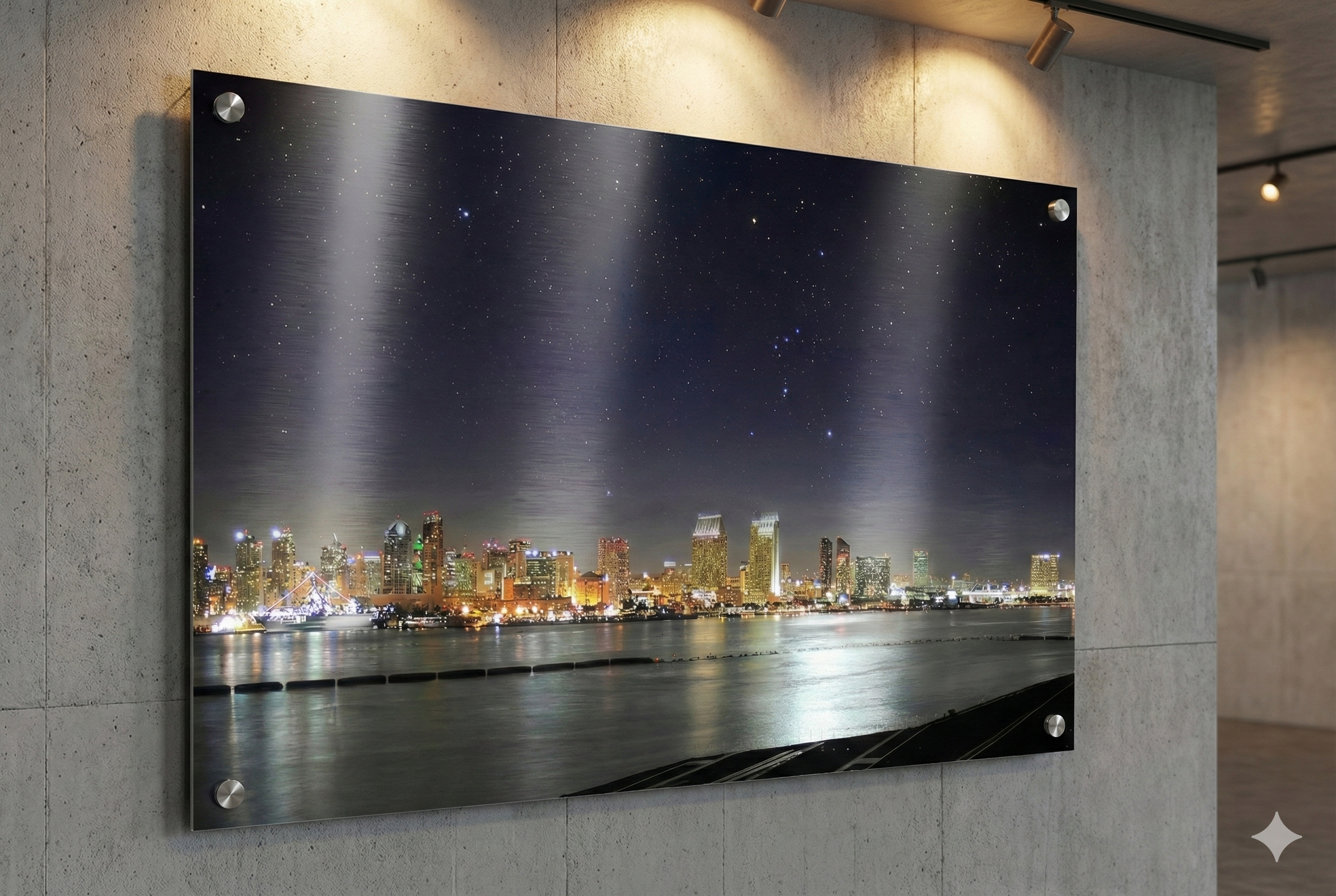 San Diego Skyline at Night Metal Wall Art Print