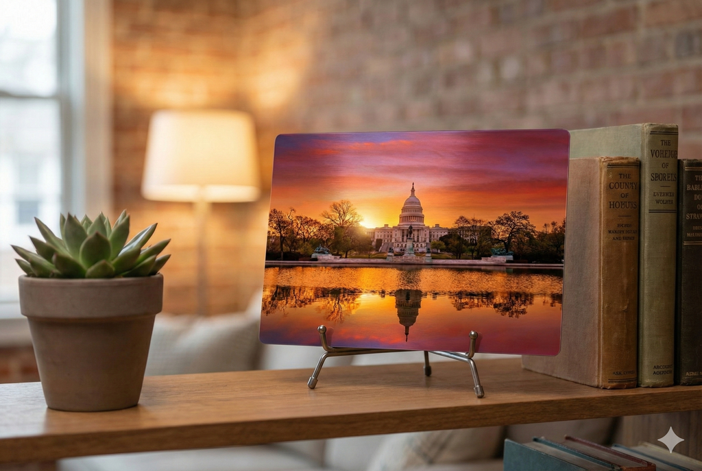 United States Capitol at Sunset Metal Wall Art Print