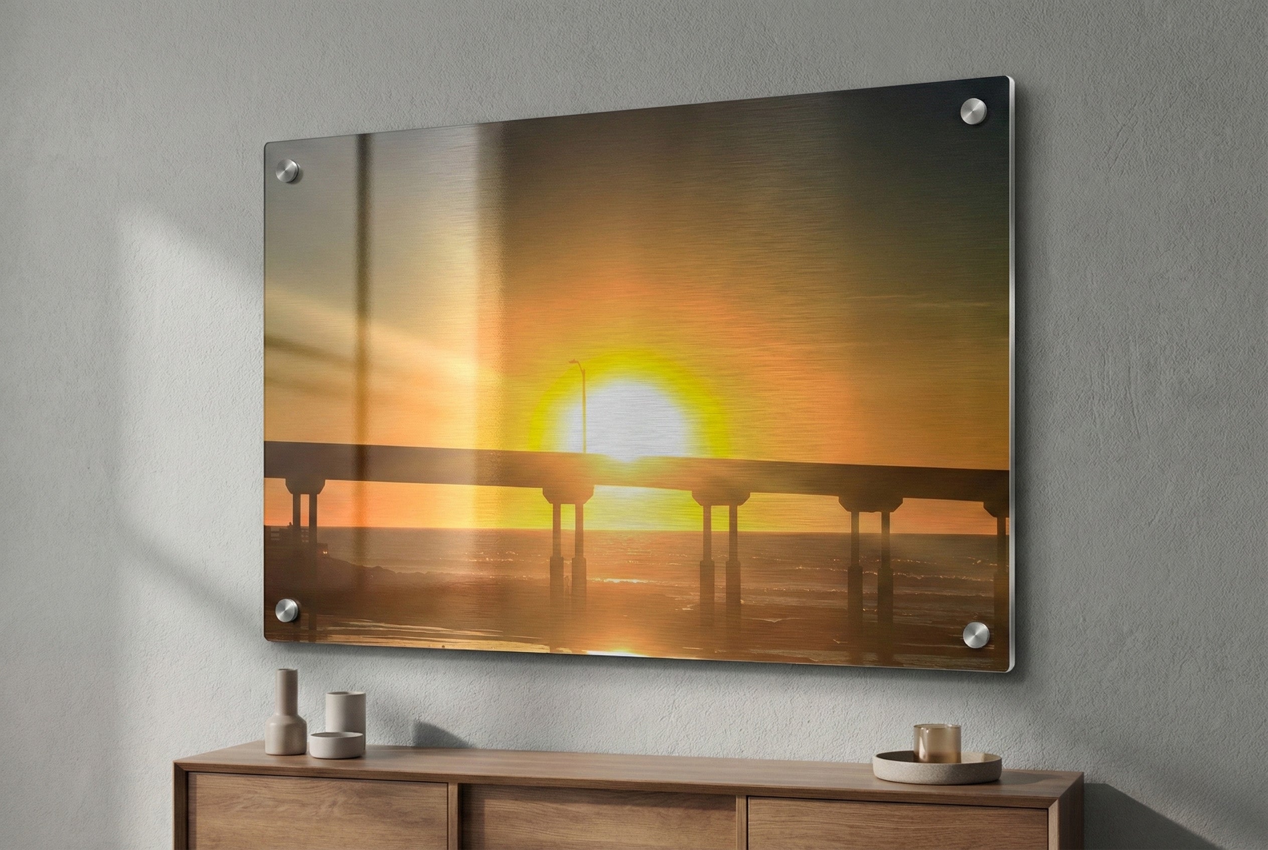 Golden Sunset at Ocean Beach – Premium Metal Print