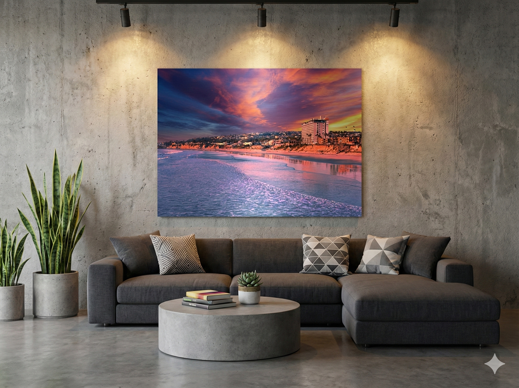 Pacific Beach Sunset  San Diego Metal Wall Art Print