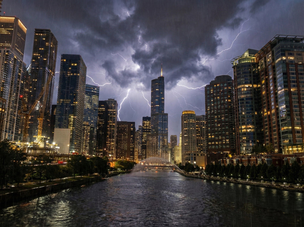 Chicago Skyline Thunderstorm Metal Print- Digitally Enhanced