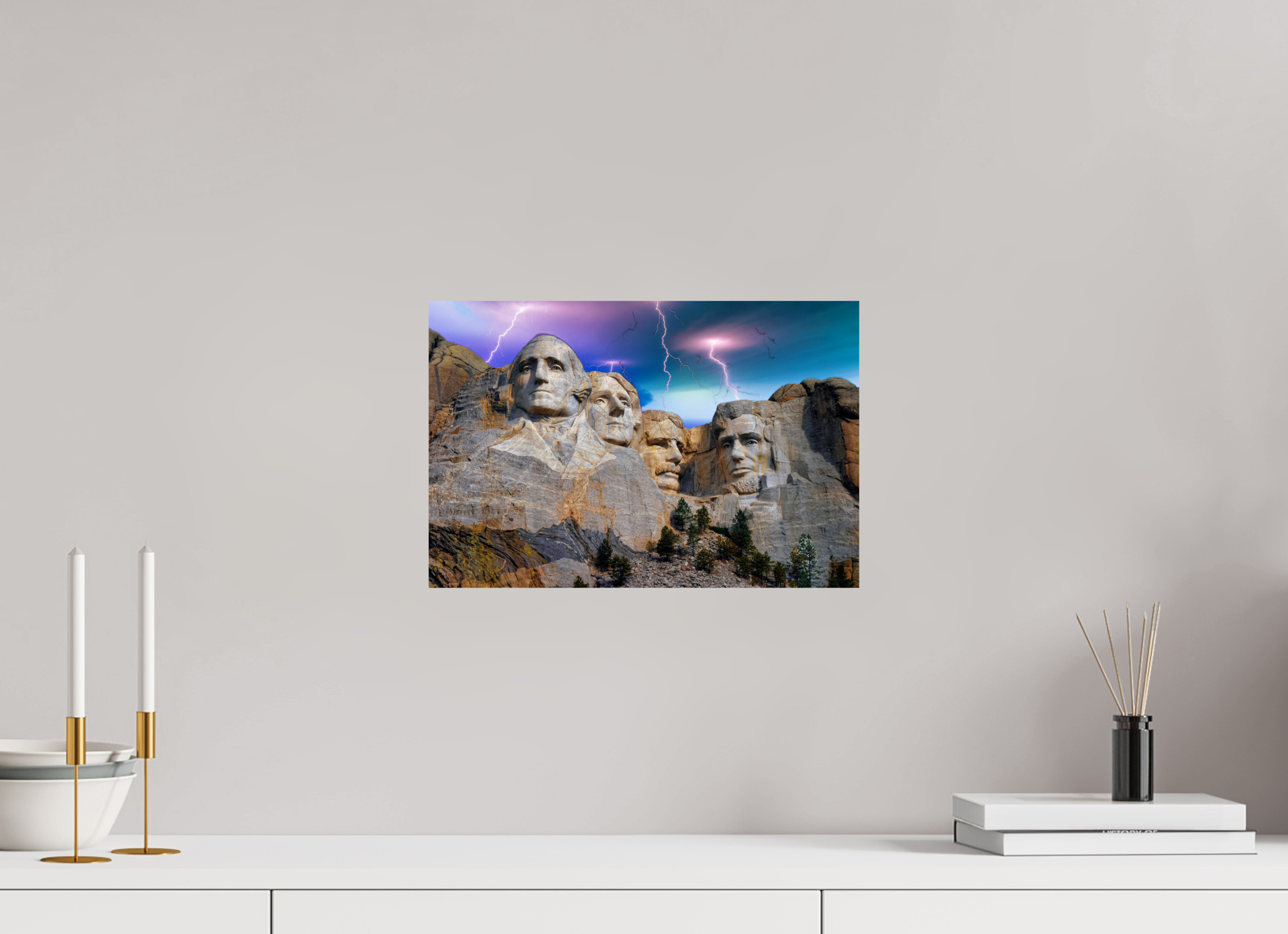 Mount Rushmore Thunderstorm Photo Print – Striking Lightning Over Iconic Monument