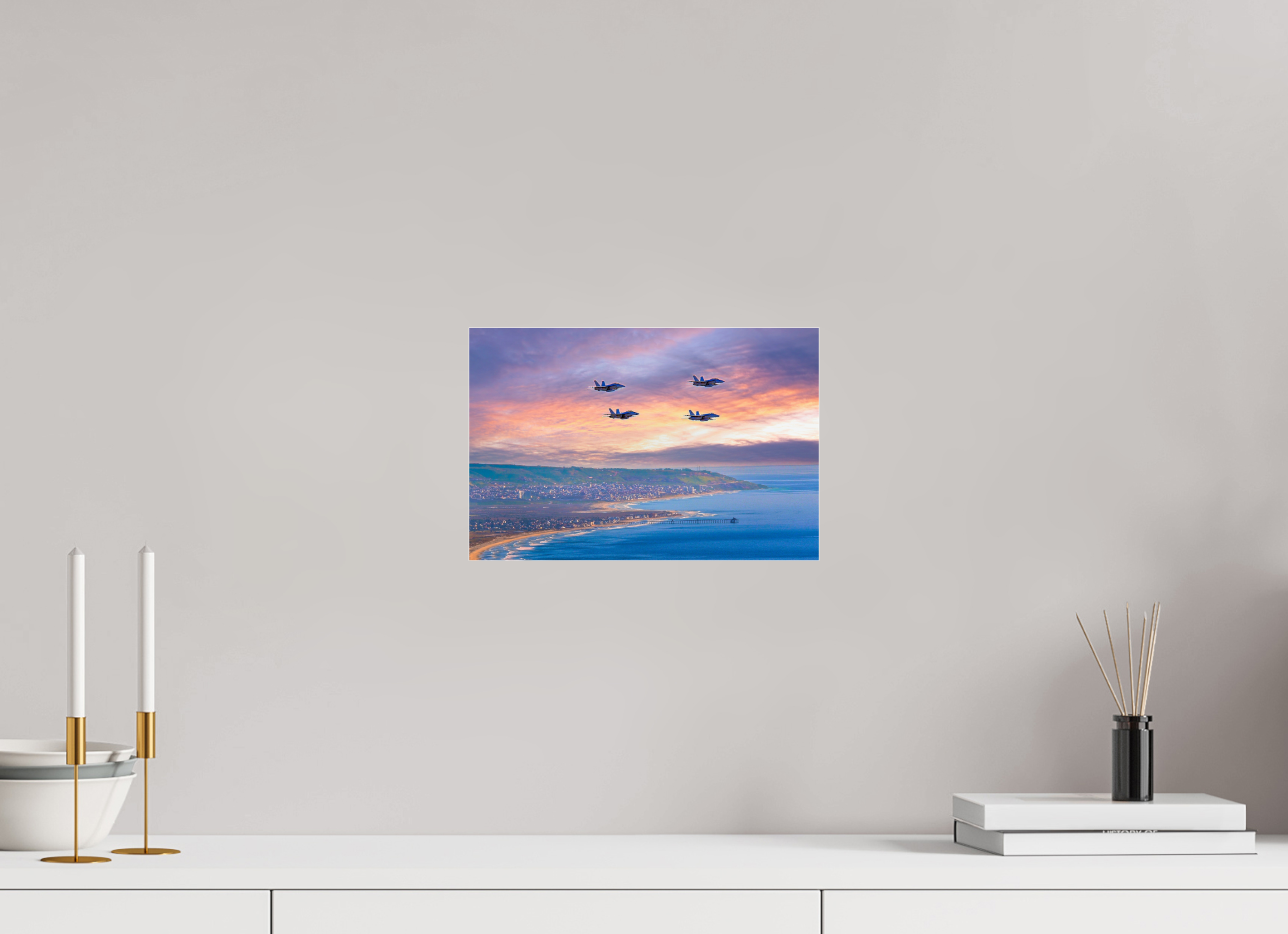 United States Navy Super Hornet Fighter Jets Flying Over San Diego Acrylic Glass Wall Art