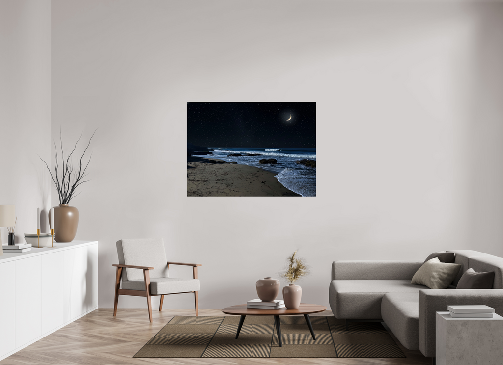 53.4 x 39″, Photo Print On Fuji Crystal DP II San Diego Beach at Night – Coastal Wall Art Print