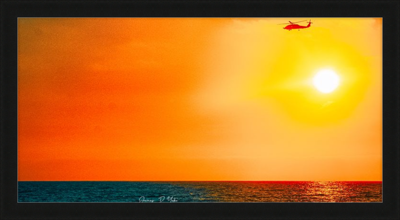 Ocean Beach San Diego Sunset Wall Art with Coast Guard Flyover