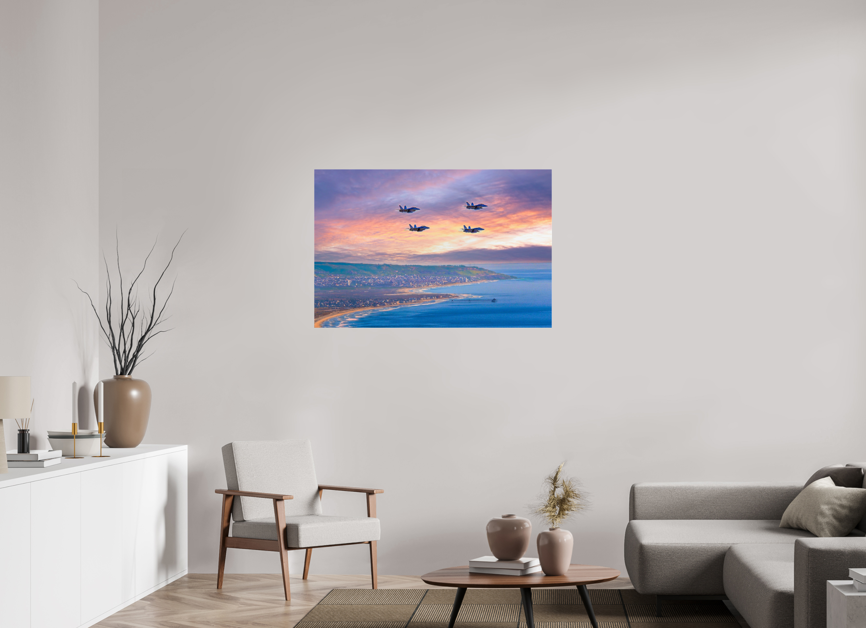 United States Navy Super Hornet Fighter Jets Flying Over San Diego Acrylic Glass Wall Art