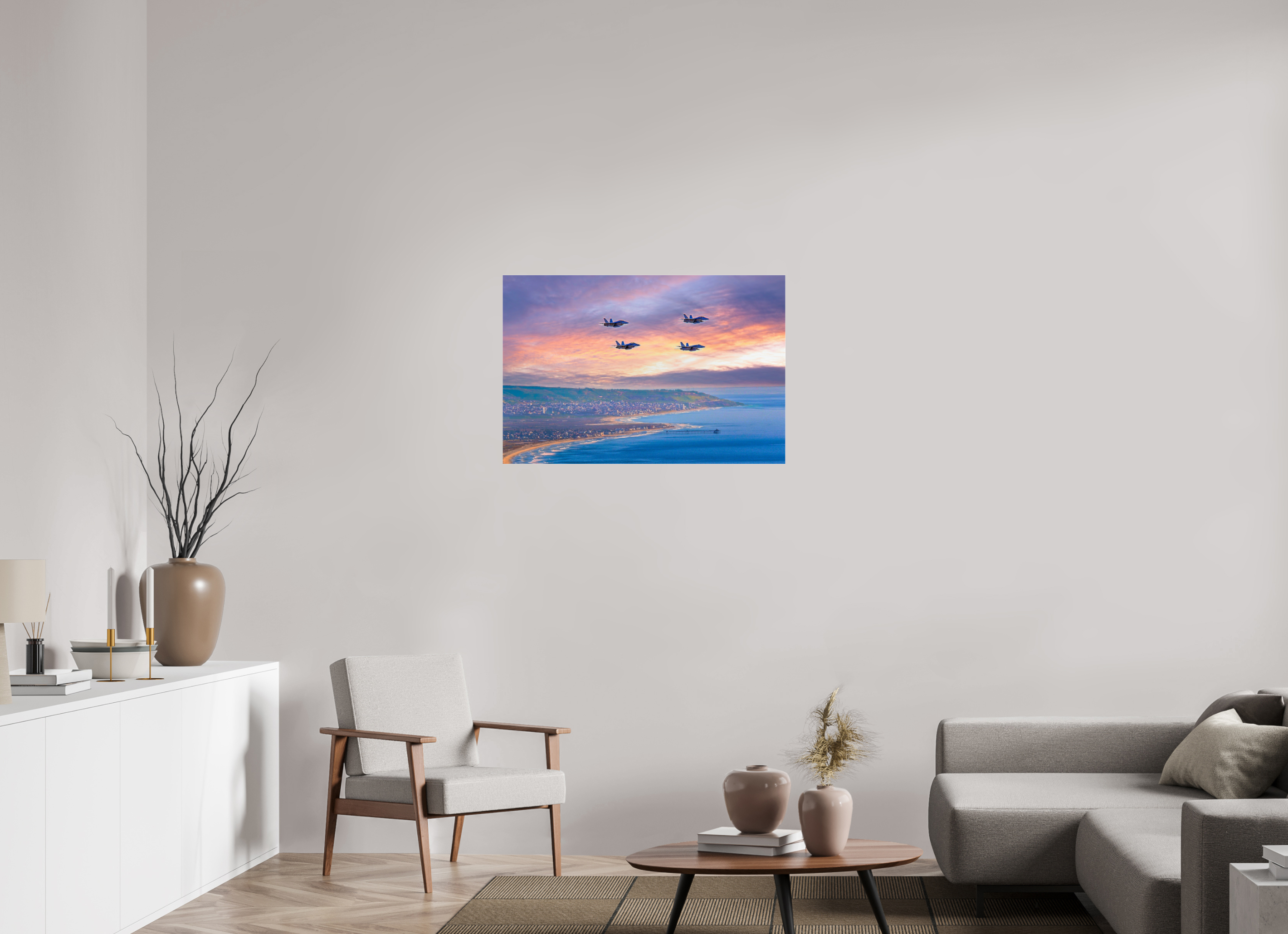 United States Navy Super Hornet Fighter Jets Flying Over San Diego Acrylic Glass Wall Art