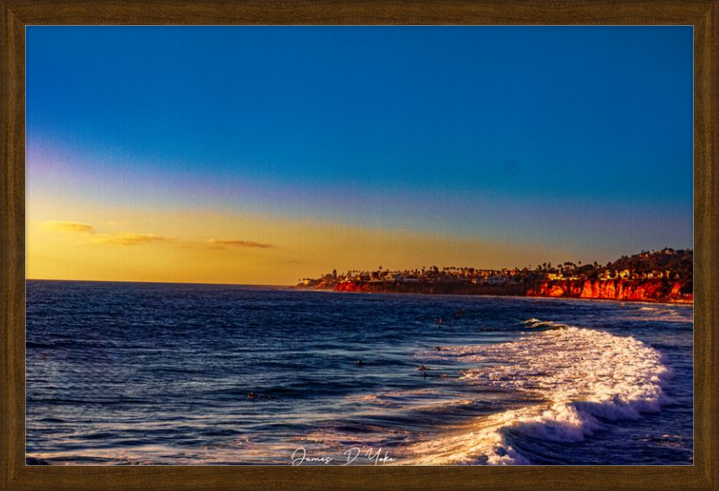 Framed Sunset Photograph of Pacific Beach, San Diego Coastal Wall Art