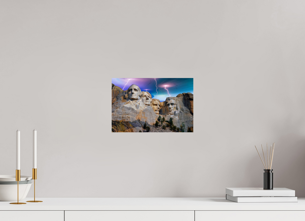 Mount Rushmore Thunderstorm Photo Print – Striking Lightning Over Iconic Monument