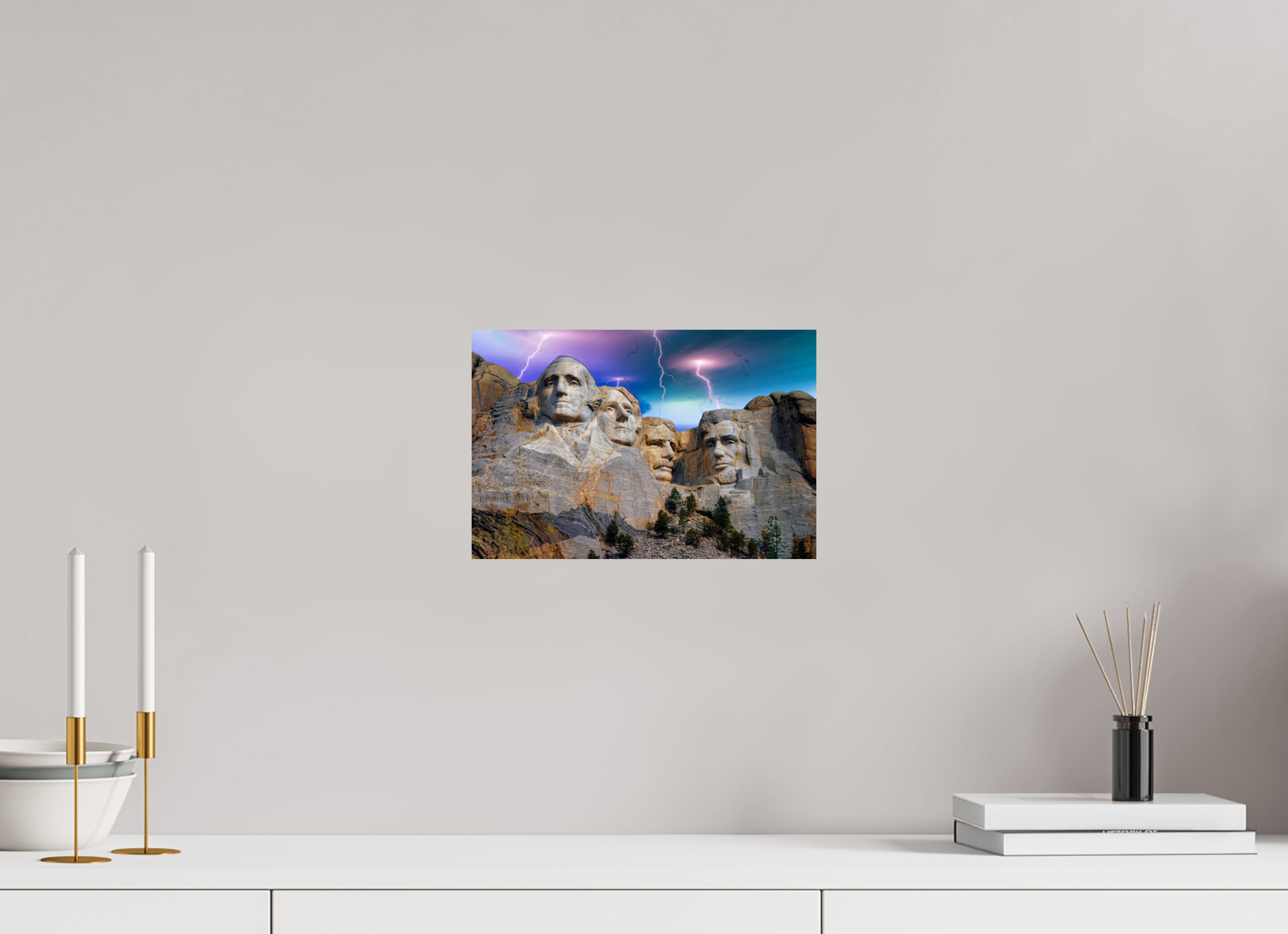 Mount Rushmore Thunderstorm Photo Print – Striking Lightning Over Iconic Monument