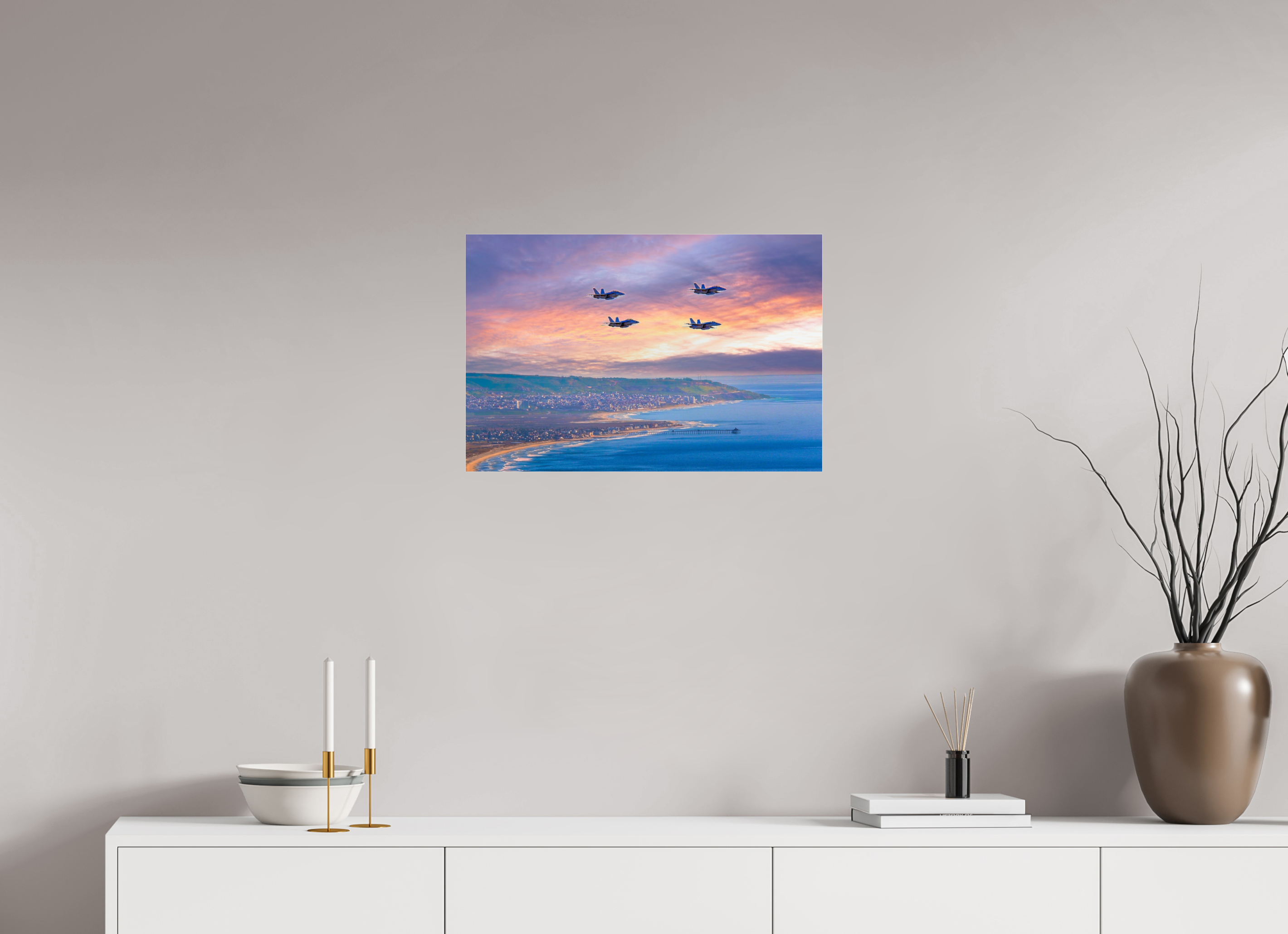 United States Navy Super Hornet Fighter Jets Flying Over San Diego Acrylic Glass Wall Art